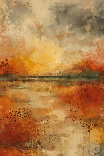 Horizon doré -  Peinture abstraite sereine sur Joriali Art abstrait