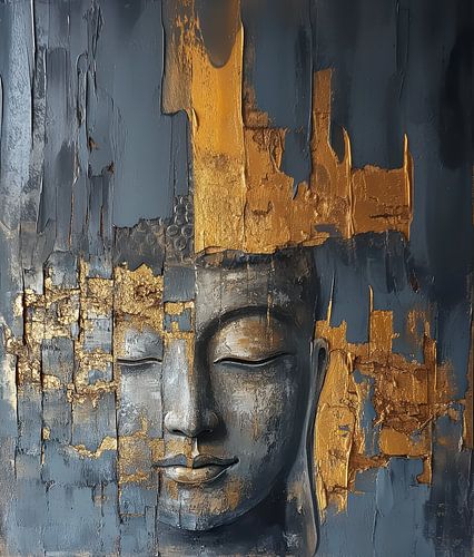 Boeddha portret in Japandi stijl