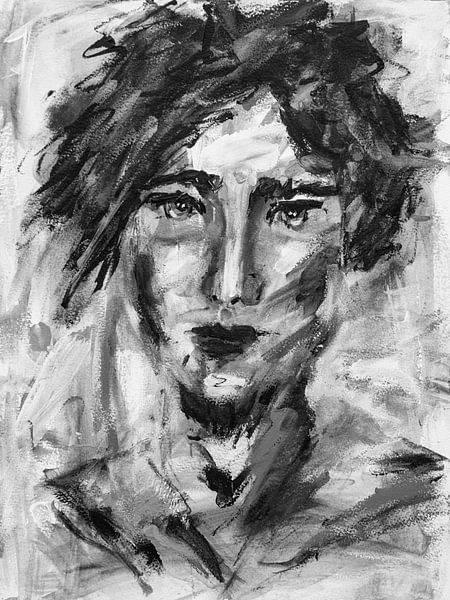 Abstract portret man "Woest" van Bianca ter Riet