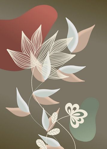 White Line art - Lotus flower