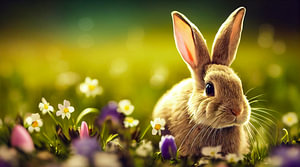 Süßer Osterhase einer Frühlingswiese Illustration