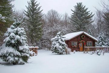 Winter idylle hut van Poster Art Shop