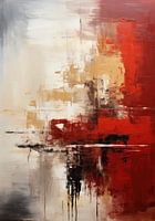 Abstract Painting Art Print Modern Red, Yellow and White