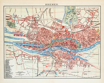 Vintage Karte Bremen ca. 1900