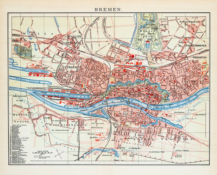 Vintage map Bremen ca. 1900 by Studio Wunderkammer