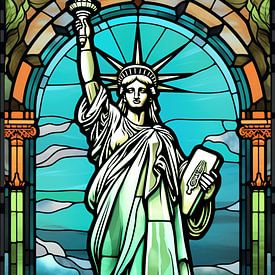 Statue of Liberty (glas in lood) van Harry Herman