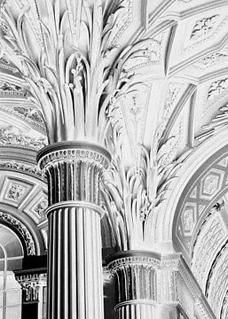 Fantastic columns black and white abstract by Marly De Kok