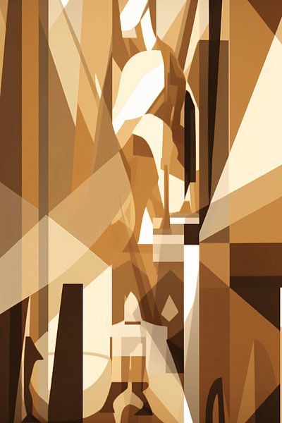 Kubistische Abstractie in Monochrome Tinten van Art & Soul Creations
