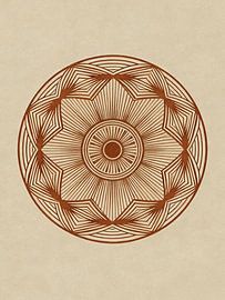 ZEN Mandala géométrique rayonnant - Symétrie sacrée circulaire Dessin au trait terreux sur Minggu Galeri