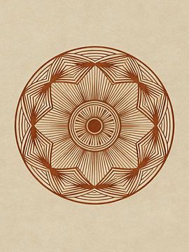 ZEN Radiant Geometric Mandala - Circular Sacred Symmetry Earthy Line Art by Minggu Galeri