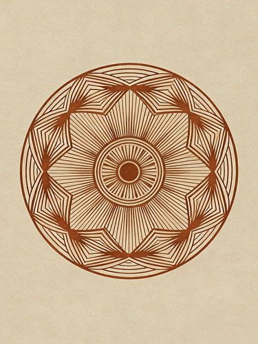 ZEN Stralende geometrische mandala - Cirkelvormige heilige symmetrie Aardse lijntekening