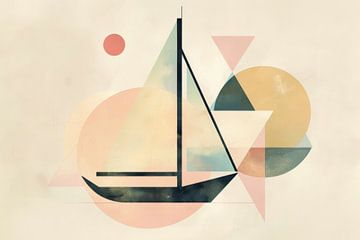 Geometrisch zeilen - Moderne zeilbootkunstwerken voor zeilliefhebbers van Poster Art Shop