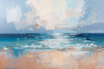 Turquoise Ocean – Abstract Seashore in a palette knife style