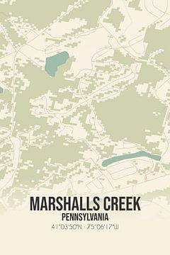 Carte ancienne de Marshalls Creek (Pennsylvanie), USA. sur Rezona