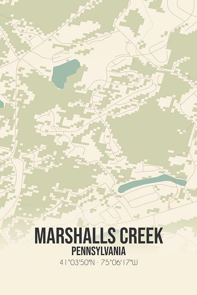 Carte ancienne de Marshalls Creek (Pennsylvanie), USA. par Affiches de lieux