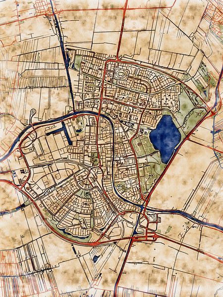 Map of Alphen aan den Rijn with the style 'Serene Summer' by Maporia