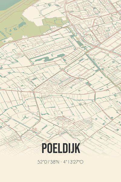 Carte ancienne de Poeldijk (Hollande méridionale) par Affiches de lieux