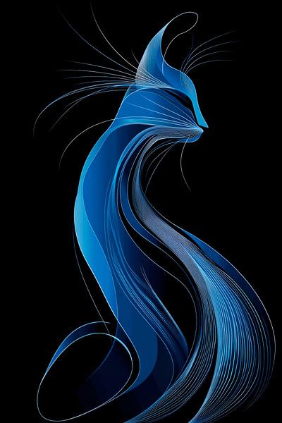 Blue shadow play of the cat by Poster Art Shop