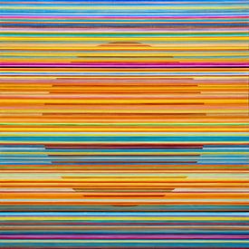 Sonnenuntergang | Abstraktes Bild mit bunten Streifen von Anja Namink - Gemälde