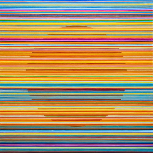 Sonnenuntergang | Abstraktes Bild mit bunten Streifen von Anja Namink - Gemälde