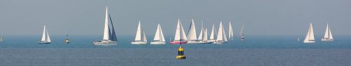 Zeilboten op de Noordzee (panorama)