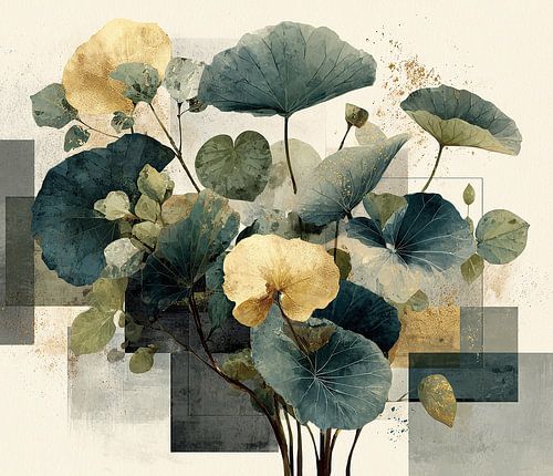 Modernes Botanical mit goldenen Akzenten