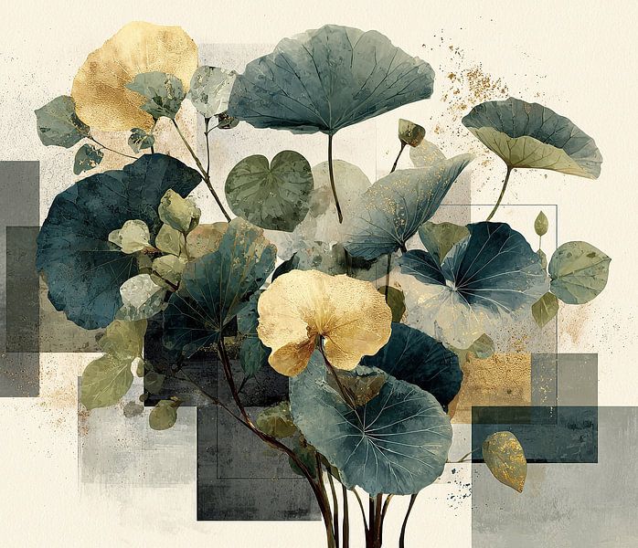 Modernes Botanical mit goldenen Akzenten von ARTEO Gemälde