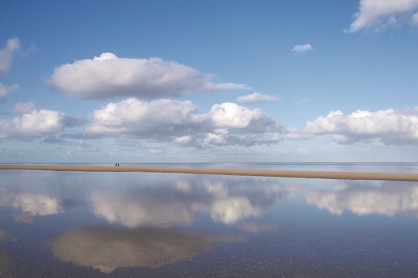 Sea view with cloudy sky reflected in inner sea by Ad Jekel