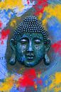 Boeddha met Holi kleuren van Thomas Herzog thumbnail