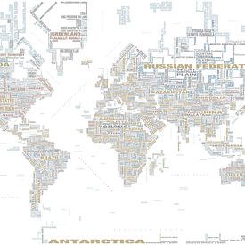 Typographic Text World Map, Tendency by MAPOM Geoatlas