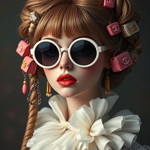 Een fine art jonge vrouw portret van een fashion girl my chanel bags oude meesters nieuwe stijl.