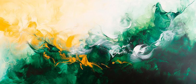 Abstrakte Farben in Grün und Gelb von Poster Art Shop