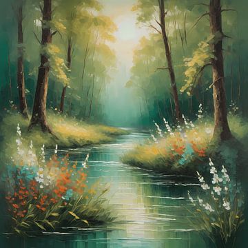 Rustige bosbeek van Artistic