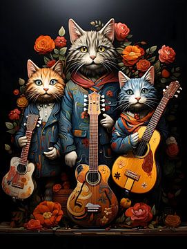 Gitarre spielende Katzen von PixelPrestige