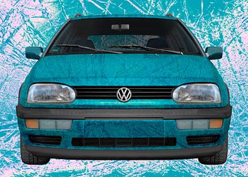 VW Golf 3 Art Car in gebroken lichtblauw