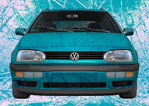 VW Golf 3 Art Car in broken light blue