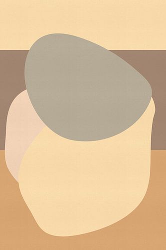 Organische vormen in pastelkleuren. Geel, oker, bruin.