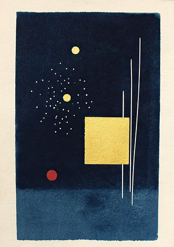 Abstract geometry in blue and gold