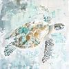 Rustgevende Diepten: Zeeschildpad in Aquarel van Color Square