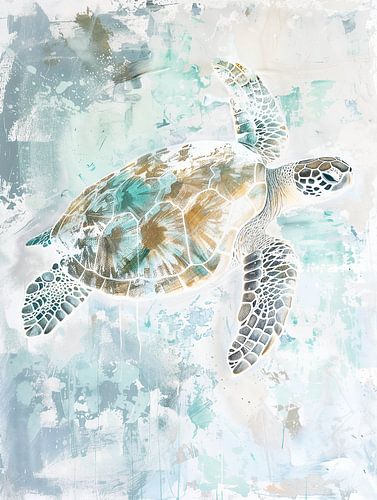 Profondeurs apaisantes : tortue de mer à l'aquarelle