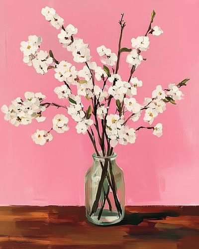Cherry blossoms in a glass vase