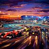 Kunst rond de F1-nachtrace op het Yas Marina Circuit van Jan Keteleer