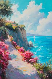 Küstenweg mit Blumen von Poster Art Shop