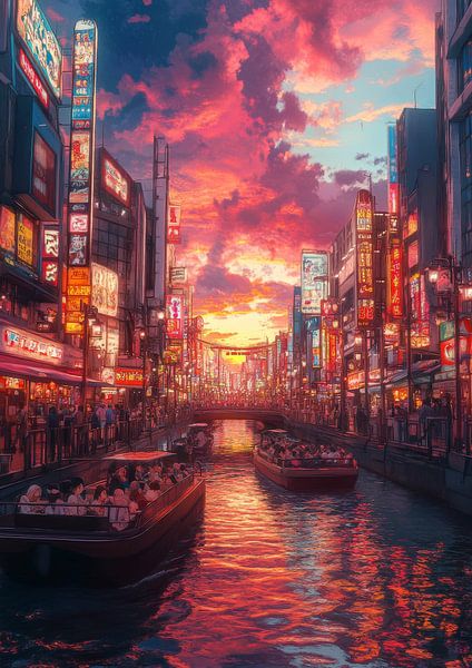 Zonsondergang Osaka Kanaal van Artivisual