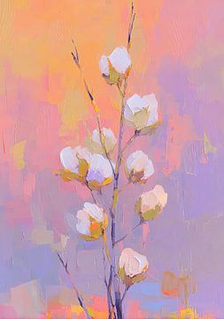 Weiße Blüten auf Pastellgrund von Niklas Maximilian