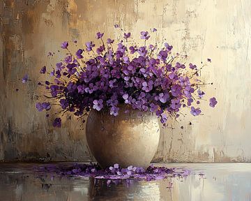 Paarse Bloemen Schilderij | Lavender Luxe Eclipse van Kunst Kriebels