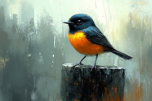 Bird Watchful on Paint texture