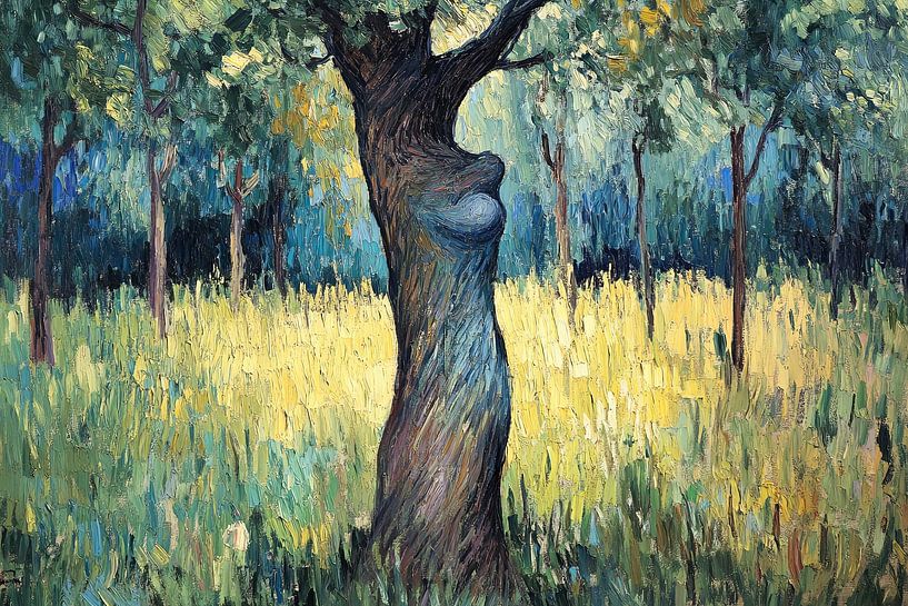 spirituelle Malerei der Frau im Wald von Egon Zitter