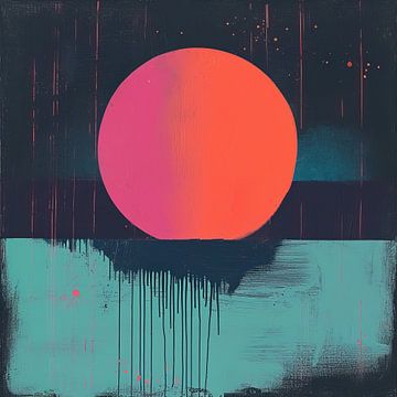 Neon Abstrakt | Tropfender Sonnenuntergang von Kunst Kriebels
