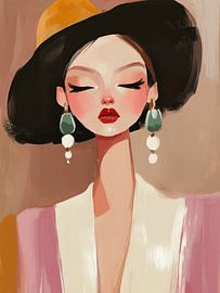 Modernes Porträt, das Mädchen mit dem Hut